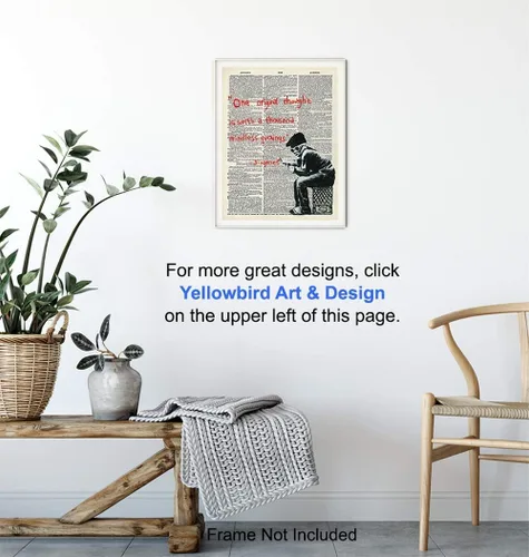 Vista 5 de Banksy - Póster de arte motivacional de diccionario inspirador, arte de pared de graffiti reciclado, decoración elegante para el hogar, dormitorio
