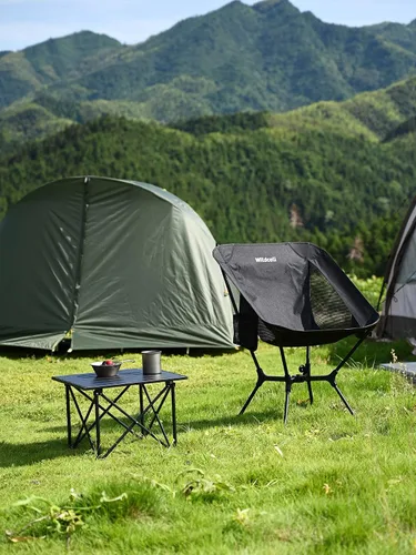 Vista 9 de WildCall Silla de camping plegable ligera con marco de configuración rápida, silla de playa compacta para mochileros con pies antideslizantes 2 Azul