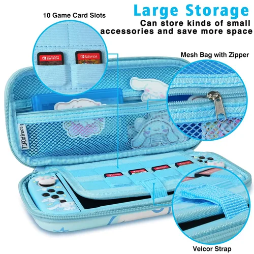 Vista 2 de TIKOdirect Carrying Case for Switch OLED, Cute Portable Travel Bag in Newest Updated Design of Blue Interior with Soft Protective Case, Screen