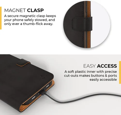 Vista 7 de Snakehive Cartera de cuero para iPhone 13 Funda de cuero genuino con tarjetero Funda tipo libro con tapa y soporte Compatible con iPhone 13