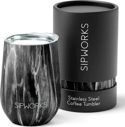 Vista 13 de Sipworks Vaso de vino con tapa, vaso de vino aislado de acero inoxidable de 12 onzas, portátil, resistente a derrames, sin tallo, copa de vino