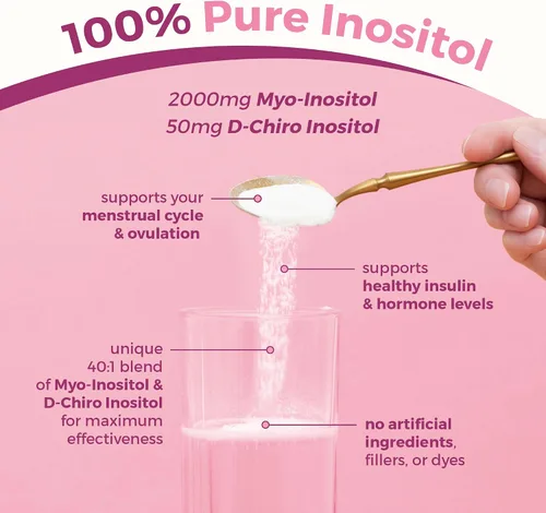 Vista 4 de VITA-PCOS Suplemento de mio-inositol y D-Chiro inositol para mujeres – Suplementos de fertilidad de suministro de 90 días para mujeres, suplementos