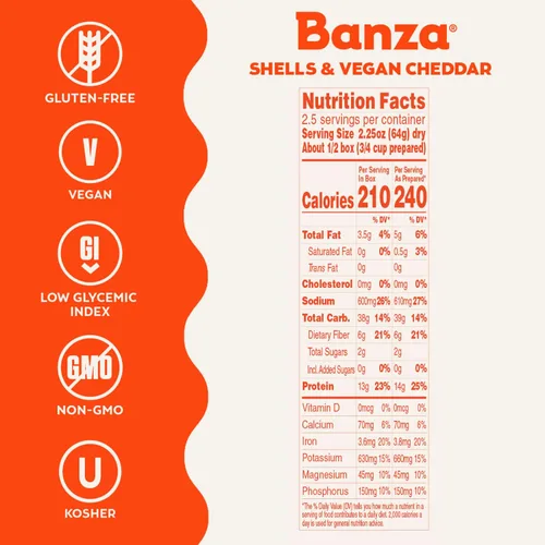 Vista 5 de Banza Shells and Vegan Cheddar Mac con pasta de garbanzos, 5.5 onzas