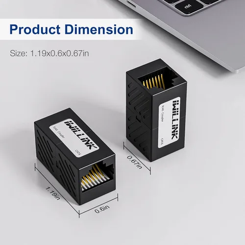 Vista 4 de iwillink Conector Ethernet RJ45, conector hembra a hembra RJ45 para cable Ethernet Cat7 Cat6 Cat5e Cat5, adaptador extensor, paquete de 5, negro