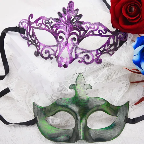 Vista 3 de FEQO 48 máscaras de mascarada, máscaras antiguas vintage venecianas