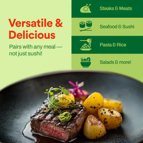 Vista 6 de Wasabi-O Real Wasabi Pasta – Auténtica raíz de wasabi fresca japonesa – calor suave – Tubo de compresión para sushi, salsa, mayonesa y mariscos – 3