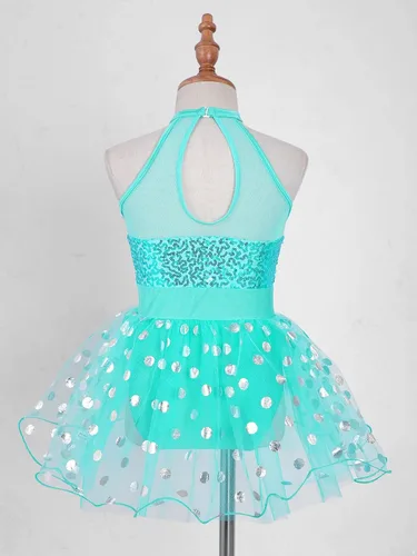 Vista 54 de CHICTRY Vestido tutú de ballet con lentejuelas brillantes para niñas y niñas, moderno disfraz de baile latino de jazz
