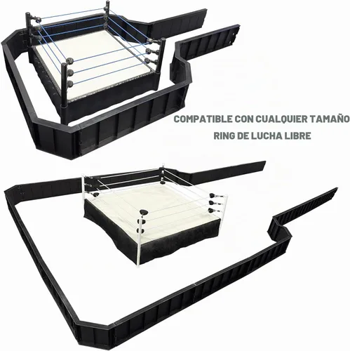 Vista 5 de último Juego Supremo de Anillo con Barrera para Lucha para Figuras de Acción de WWE Wrestling