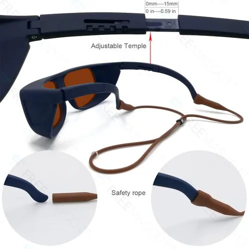 Vista 4 de FreeMascot OD 4+ 190nm-550nm/800nm-1100nm longitud de onda profesional gafas de seguridad láser para 405nm, 450nm, 532nm, 808nm, 980nm, 1064nm
