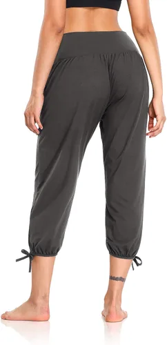 Vista 5 de DIBAOLONG - Pantalones de yoga para mujer, pantalones capri sueltos para entrenamiento, pantalones deportivos cómodos con bolsillos