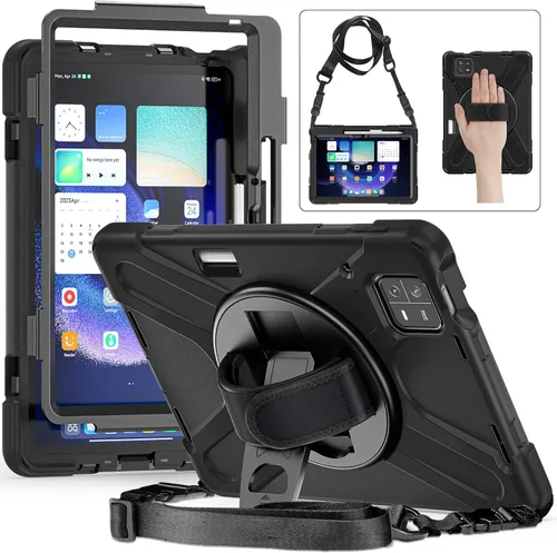 Vista 20 de Funda para Xiaomi Mi Pad 6/Mi Pad 6 Pro, funda resistente a prueba de golpes de 11 pulgadas, soporte giratorio 360, correa de mano, correa de rosado