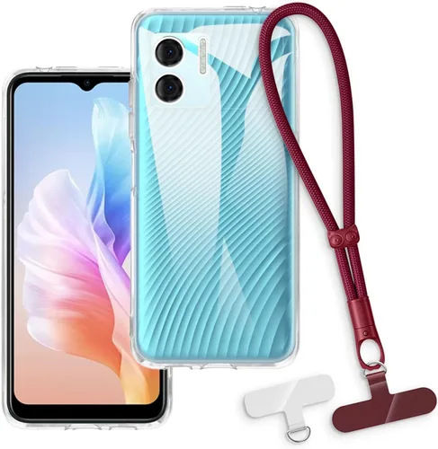 Vista 18 de Estuche y correa de muñeca para Doogee N50 - transparente+negro Funda protectora 2 en 1 para teléfono de 6.52 pulgadas con cordón desmontable