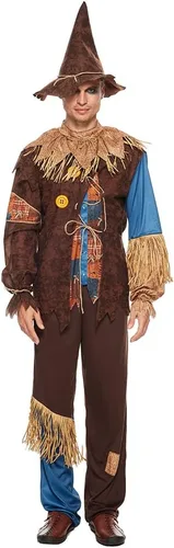 Vista 4 de EraSpooky Disfraz de espantapájaros para hombre, kit de mago de paja de Halloween de lujo