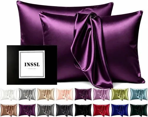 Vista 19 de INSSL - Funda de almohada de seda para mujeres, funda de almohada de seda de morera para cabello y piel, mantente cómoda y transpirable durante