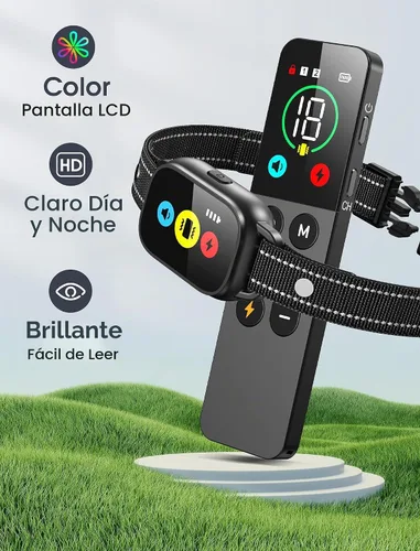 Vista 2 de Collar de entrenamiento para perros con control remoto, collar inteligente de choque para perros con 3 modos de entrenamiento e iconos
