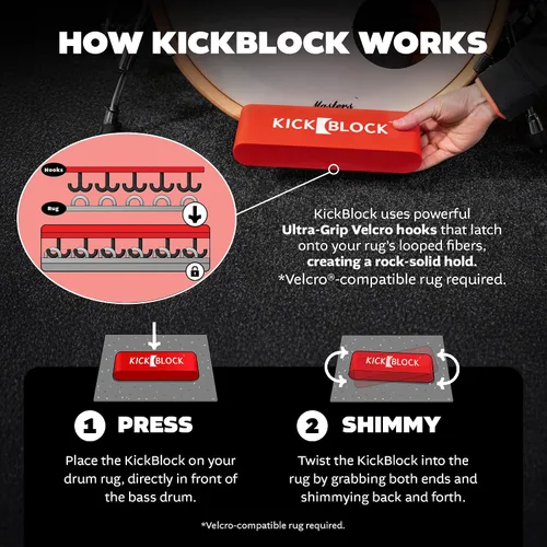 Vista 4 de KickBlock Anclaje para bombo – El mejor estabilizador de batería del mundo para la prevención de deslizamientos – Tecnología Ultra-Grip – Accesorio