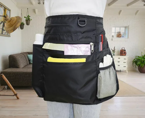 Vista 5 de Bafelia Delantal de limpieza impermeable con 8 bolsillos, suministros de uniforme de limpieza, delantal de trabajo duradero para disfraz