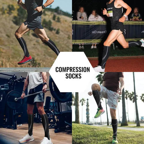 Vista 7 de hello momoya Calcetines de compresión para mujeres y hombres, calcetines de apoyo hasta la rodilla, enfermeras, embarazo, correr, volar, deportes