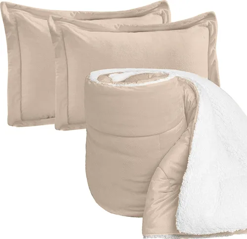 Vista 17 de Elegant Comfort Juego de edredón sherpa ultra afelpado de 2 piezas, color sólido y reverso esponjoso, apto para todas las estaciones, peso pesado