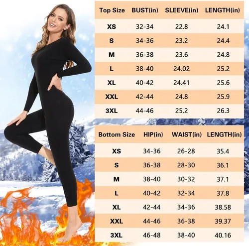 Vista 4 de SIMIYA Conjunto de ropa interior térmica para mujer, manga larga, corte libre, forro polar, capa base para clima frío