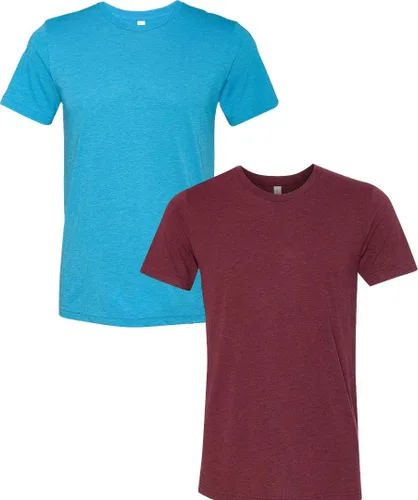 Vista 285 de Bella Canvas 3413c para hombre (1) Triblend verde + (1) Triblend rojo