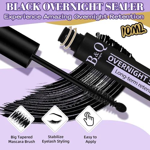 Vista 2 de Sellador de pestañas para extensiones de pestañas de 0.2 fl oz, sellado de pestañas negras transparente B&Q sellador de extensiones de pestañas Negro