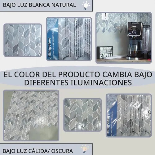 Vista 4 de Tilingview 10 piezas de azulejos de vinilo con diseño de hojas para despegar y pegar para salpicadero de cocina, azulejos autoadhesivos premium