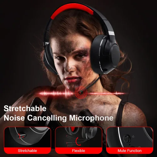 Vista 5 de Golvery Auriculares inalámbricos para juegos de 24 GHz para PS4 PS5 Switch PC auriculares Bluetooth para juegos de baja latencia con micrófono