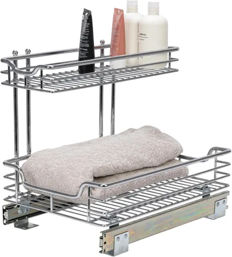 Vista 27 de Household Essentials Glidez - Organizador de almacenamiento multiusos de acero cromado extraíble/deslizante para uso debajo del gabinete - Diseño