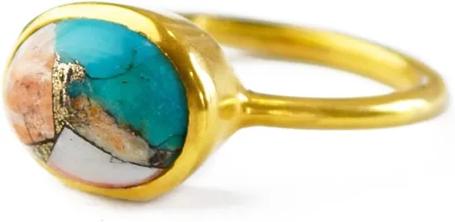 Vista 147 de Oval Birthstone Ring Bezel Set in Vermeil Gold, Sterling Silver, or Rose Gold, Stacking Birthstone Ring [rOMB]