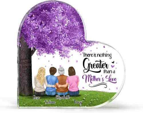 Vista 22 de GOSSBY Placa personalizada transparente (madre y 2 hijas) No siempre a la vista, pero siempre de corazón a corazón, placa personalizada con texto
