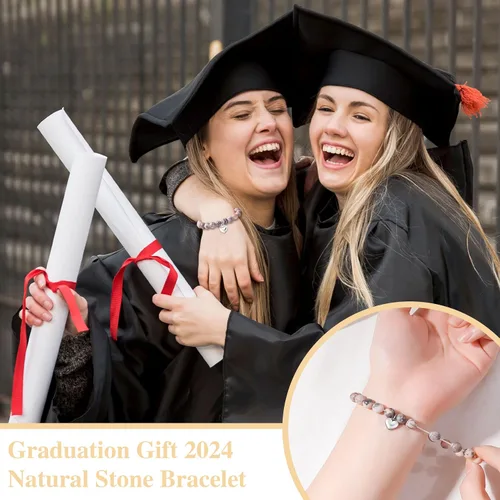 Vista 16 de 2024 Graduation Gifts for Her Him Natural Stone Bracelet Class of 2024 High School College Graduation Gift for Women Men