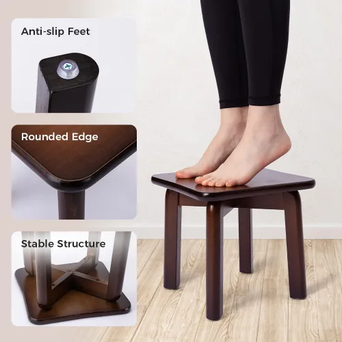 Vista 6 de StrongTek Taburete de Paso de Bambú Resistente con Pies Antideslizantes, Montaje Fácil, Capacidad de 350 LBS, Ideal para Niños y Adultos, Perfecto