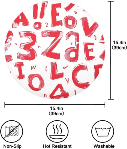 Vista 4 de Red Alphabet Numbers placemats Round Reusable placemat for Baby 15x15 in manteles redondos para mesa