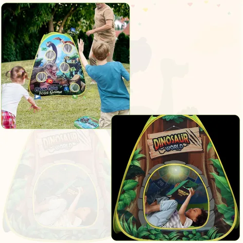 Vista 6 de Tienda de campaña de dinosaurio para niños en interior: tiendas de campaña para niños y niñas para interiores y exteriores - Tienda de dinosaurios 4