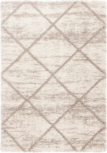 Vista 56 de SAFAVIEH Hudson Shag Collection - Alfombra decorativa de 2 x 3 pies, color beige y marfil, diseño moderno de enrejado, no desprende pelusa