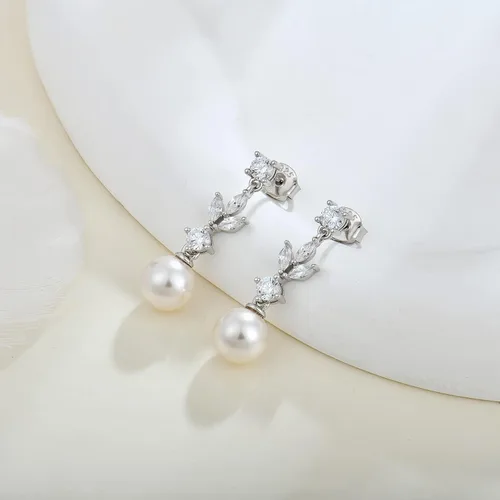 Vista 3 de Aretes de plata de ley 925 para mujer, aretes colgantes y colgantes con circonita cúbica 5A para mamá, madre, esposa, hija, abuela, joyería de regalo