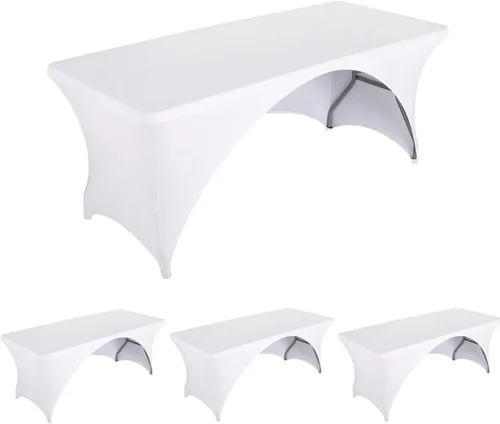 Vista 13 de LZY Paquete de 2 manteles ajustables para mesas plegables de 6 pies, espalda abierta, manteles rectangulares de elastano/elástico/elásticos