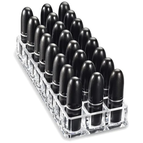 Vista 2 de byAlegory - Organizador de brillo de labios acrílico y lápiz labial acrílico, 48 espacios de belleza cosmética, transparente