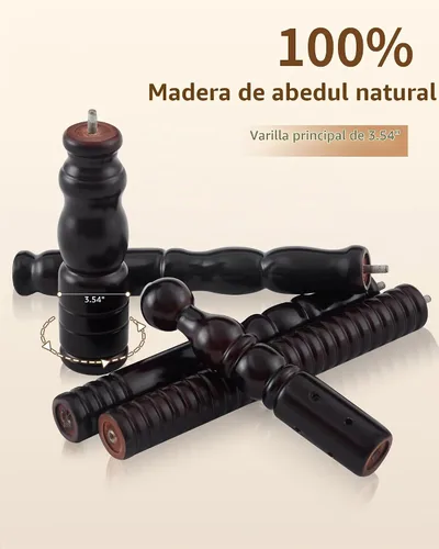Vista 5 de Perchero de madera, perchero independiente de madera maciza, perchero vintage con 14 ganchos y base triangular, perchero de pie para chaqueta