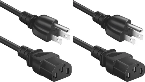 Vista 8 de Cable de alimentación universal de CA de 3 puntas para computadoras, televisores, monitores y más, 3 pies (0.92 metros), negro