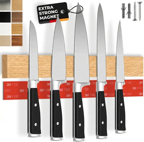 Vista 21 de Portacuchillos magnético para pared, 10" no requiere perforación, incluye cinta autoadhesiva, extra fuerte para sujetar cuchillos – Tira magnética