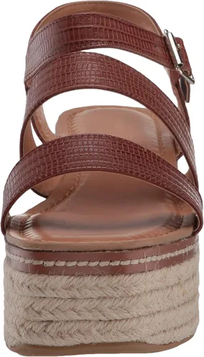 Vista 2 de Chino Lavandería Viento Espadrille Estilo Plataforma Suela Sandalia-BronceadoCrema Estiramiento