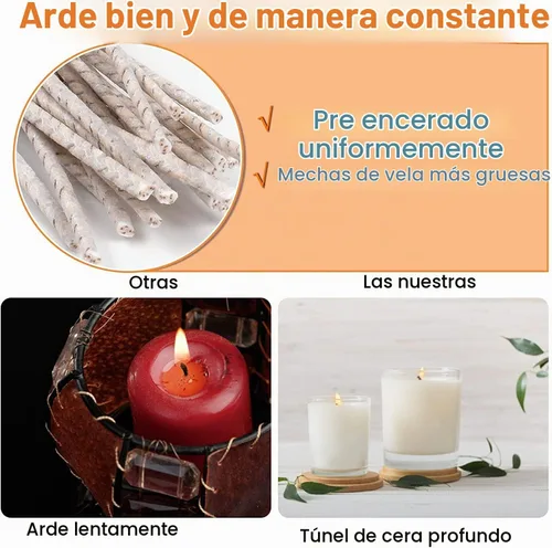 Vista 6 de 100 unidades de mechas ECO de 2 mechas para velas de soja, mecha de vela preencerada de 6 pulgadas para elaboración de velas, mecha de vela gruesa