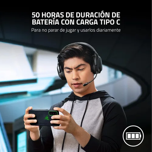 Vista 7 de Razer Barracuda X Auriculares inalámbricos para juegos y móviles (PC, PlayStation, Switch 2, Android, iOS): 2.4 GHz inalámbrico + Bluetooth - Ligero