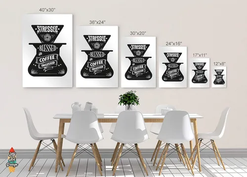 Vista 7 de HB Art Design Stressed Blessed and Coffee Obsessed Quote and Coffee Grinder Metal Print Wall Art Coffee Bar Decor Coffee Signs Kitchen Wall Decor