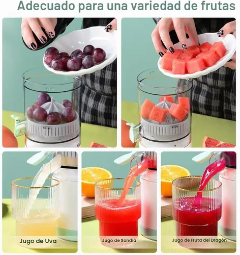 Vista 3 de Exprimidor eléctrico recargable, dispositivo de cocina portátil para hacer jugo de naranja, exprimir naranjas, limones, kiwi, pomelos y jugos