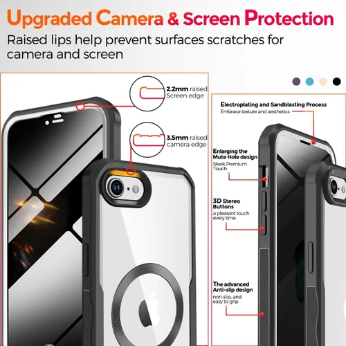 Vista 5 de [Bucle de CD + protector de pantalla de privacidad] Funda magnética para iPhone 7/8/SE 2020/SE3, [protección contra caídas de grado militar]