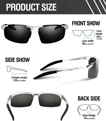 Vista 81 de Duco - Gafas de sol deportivas polarizadas para hombre con protección UV 8177s