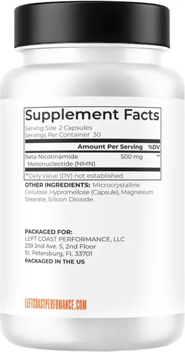Vista 7 de Left Coast Performance Suplemento NMN de 500 mg para apoyo NAD+ – Mononucleótido de nicotinamida para un envejecimiento saludable, energía celular
